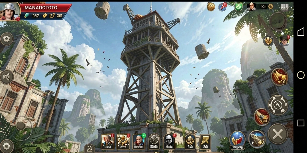 Screenshot <strong>MANADOTOTO</strong> menampilkan aksi gameplay Tower Defense yang seru.