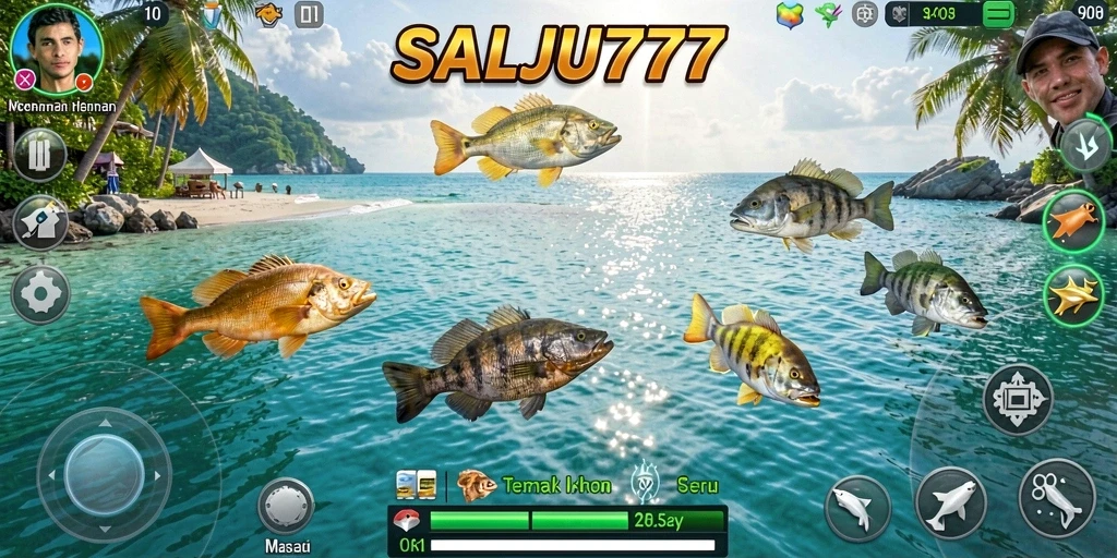 Tampilan gameplay SALJU777 yang penuh aksi menembak ikan.